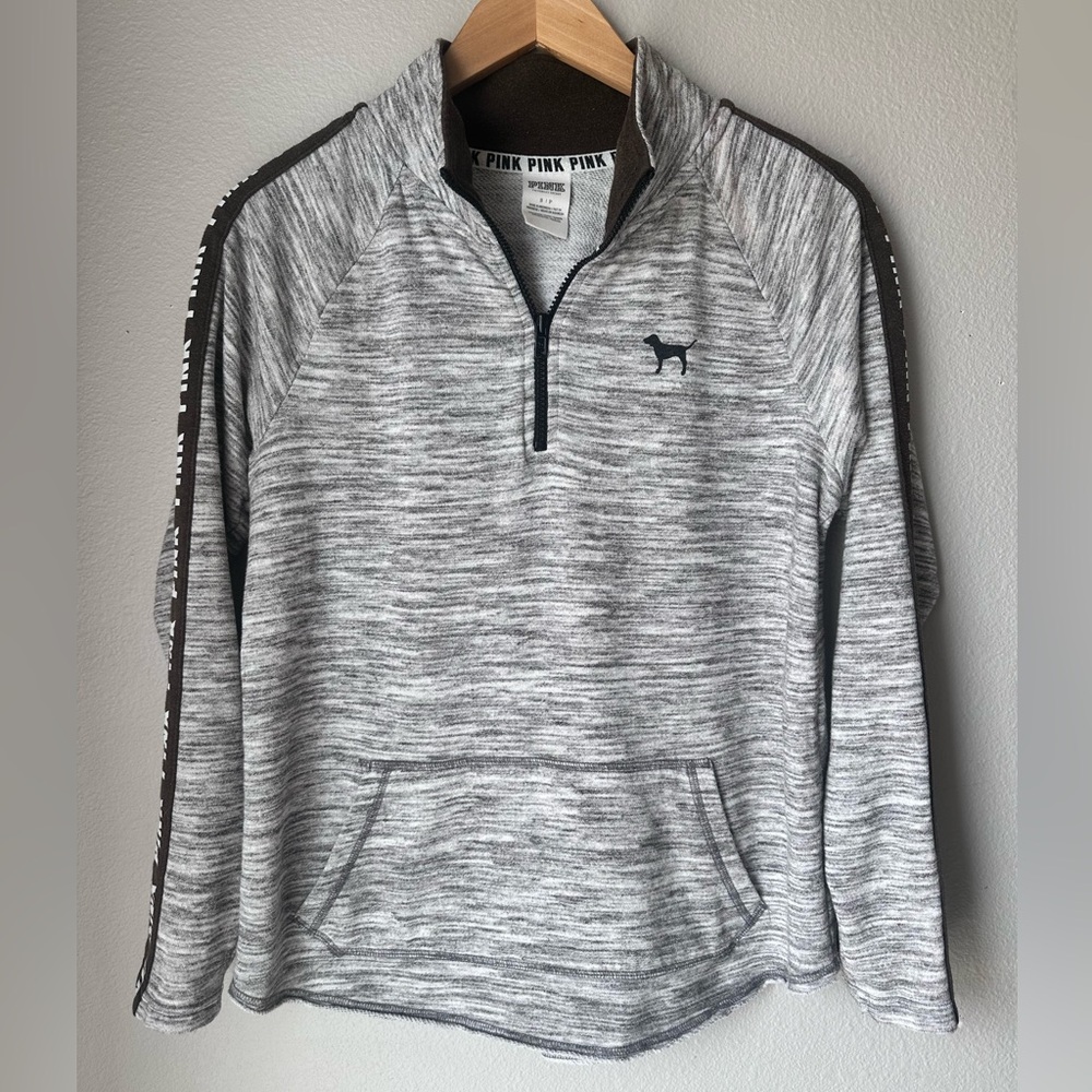 Victoria’s Secret Pink Half Zip Pullover Gray and Brown Women’s Size Small